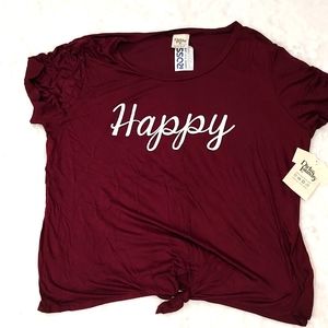 Brand new "Dirty Laundry" graphic burgundy Tshirt